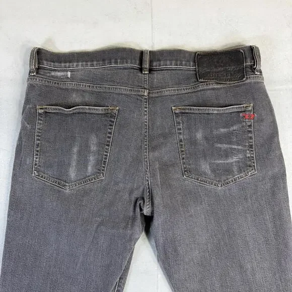 Diesel D-Strukt Jeans Mens 38x32 Gray Slim Medium Wash Faded Stretch Taper Denim